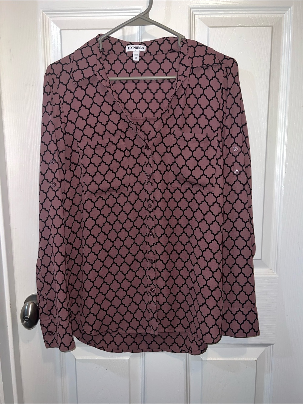 Express Mauve Geometric Print Button-Down Shirt